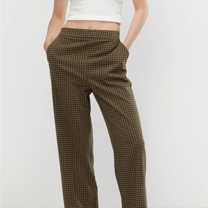 BNWT OAK+FORT Plaid Trouser in Oatmeal Brown Plaid